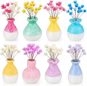 Totority Mini Resin Flower Vase Set 16 Pcs - Tiny Decorative Vases for Home Office Dollhouse Balcony Micro Craft Ornaments Compact 1.57 X 0.87 X 0.79 Inch Desktop Display