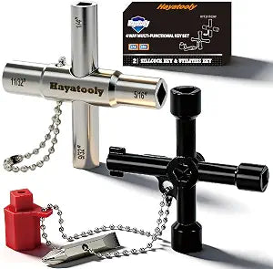4-Way Water Key, Premium Sillcock Key, Radiator Bleeder Key Multi-Functional Shut off Tool for 1/4", 9/32", 5/16", 11/32" Valve & Spigot, Ideal for Home, Public & Commercial