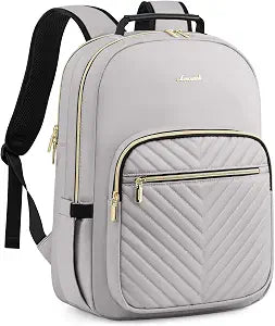 LOVEVOOK Laptop Backpack Purse for Women, Work Travel Computer Bags, College School Backpack for Student Girl, Quilted Casual Daypack with USB Port, Fit 15.6 Inch Laptop, Grey