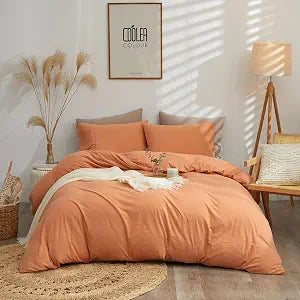 Solid Color Peach Pink Jersey Knit Cotton Duvet Cover