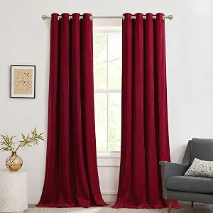 RYB HOME Red Velvet Curtains for Holiday Decoration, Privacy Small Window Treatment for Bedroom Room Darkening Elegant Plush Velvet Drapes for Living Room, W52 x L63, 2 Pieces