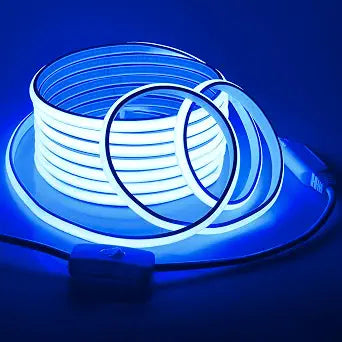 Blue COB LED Strip Lights 120V 16.4FT Led Rope Lights Outdoor Waterproof with Switch Plug in 288Leds/M High Density AC110V-120V LED Tape Lights for Bedroom Backyards Holiday Decor 5M