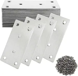 CYEAH 30 PCS Flat Brackets Mending Plates 4"x2" Heavy Duty Stainless Steel Bracket, Straight Fixing Mending Bracket Plates for Furniture, Wood, Shelves, Cabinet, 50X100X2MM
