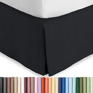 Bare Home Bed Skirt 15-Inch Drop 1800 Ultra-Soft (Twin, Black)