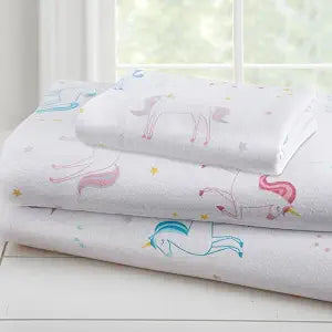 Wildkin Flannel Toddler Sheet Set ��� 100% Cotton, Soft & Cozy Bed Sheets - Unicorn