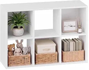6 Cube Storage Organizer, White Cube Bookshelf, Multifunctional Bookcase