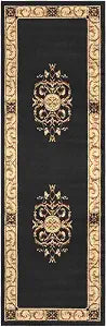 SUPERIOR Indoor Area Rug, Floral Medallion Design, 2'7"x8', Midnight Blue