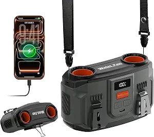 20000mAh Portable Waist Fan Rechargeable, Personal Cooling Fan Clip on Wearable Belt Shirt, 100-Speed Battery Operated & 20000RPM Dual Motors, Hands-Free Neck Fan for Outdoor Jobsite Travel