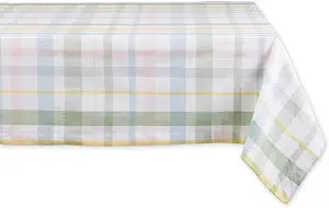 DII Sweet Spring Plaid Tabletop Collection Reusable Machine Washable Cotton, Pastel Easter Dining Table Dcor, Square Tablecloth, 52x52