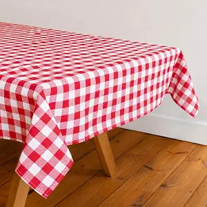 Talking Tables Red Gingham Cotton XL Tablecloth Reusable Fabric Dining Table Cover for Garden Parties Summer Lunches Picnics Weddings Washable Soft Woven Cotton 63 x 98 Inches