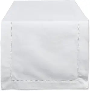 DII 100% Cotton, Machine Washable, Everyday Hemstitch Kitchen Table Runner for Dinner Parties, Events, Decor 14x108 - Off White