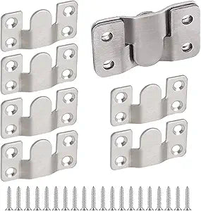 4 Pairs Flush Mount Bracket,Interlocking Furniture Connector,Stainless Steel Heavy Duty Photo Frame Hook Picture Hanger for Large Picture Display Art Gallery Wall Mount Hardware (Large-4 Pairs)