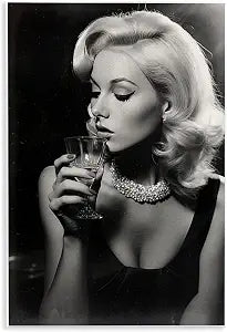 Classic Woman Martini Vintage, 13 x 19 Inch Mounted Print on Wall Plaque