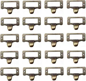 20Pcs Antique Iron Label Frame Card Holder Cup Pull Handle Drawer Box Case Cabinet Cupboard Carpenter Repair Decoration Hardware