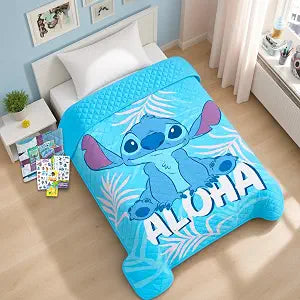 Disney Stitch Bedspread Twin Set for Kids - Bundle with Lilo and Stitch Quilted Bedspread for Twin Bed Plus Stickers, More | Stitch Twin Bedding Set for Boys, Girls