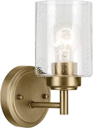Kichler Winslow 9.25" 1-Light Wall Sconce Light, Natural Brass