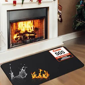 Fireproof Fireplace Rug for Home Protection, 3'6'' x 2' x 0.04'', Black