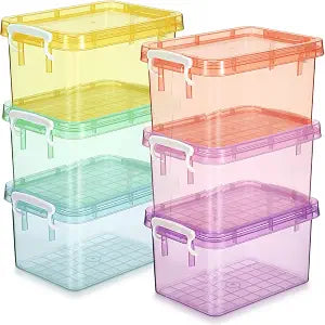 Wenqik 6 Pack Colorful Plastic Storage Bins with Lids, Colorful