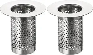 uxcell 2Pcs Bathroom Sink Strainer, Fit for Diameter 0.98"-1.8" Drain Hole, 50mm/1.97" Deep Stainless Steel Sink Strainer for Shower Drain and Floor Drain