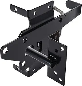 Advantage Industries Stainless Steel Gate Latch | Self- Latching Gate Latch | Padlock Lockable | Heavy-Duty Spring | Left & Right Reversable | for Vinyl/PVC & Wood Gates Black