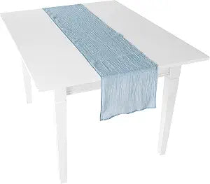 Fun Express Dusty Blue Gauze Table Runners - Wedding Table Runners Supplies - Party Kitchen Dining Home Decoration - Home Decor - Vbs Vacation Bible School Dcor - 3 Piece