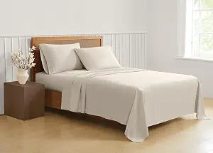 TRULY SOFT Green Solid Beige Queen 4 Piece Sheet Set, Solid Color Themed, Oeko-TEX Certified Confidence