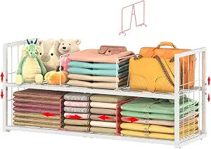 Hongtamoya Stackable Closet Storage Shelf with Adjustable Divider