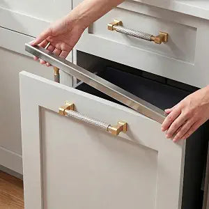 2 Pack 17 inch Stainless Steel Drawer Edge Guard, Slip-on Cabinet Door Protector with Strong 3M Double Sided Adhesive Tape, Fits 3/4" Thick Doors and Drawers,Rustproof Brushed Stainless