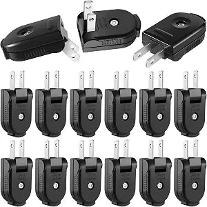 Flutesan 15 Pcs Replacement Plug 2 Prong Extension Cord 250v 10a, Black