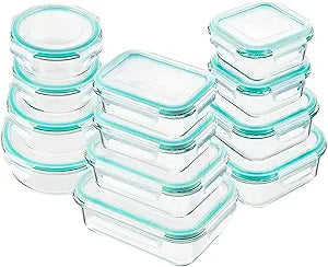 24pc Glass Food Storage Containers, Locking LidsGlass Meal Prep Containers