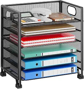 Simple Trending 6-Tier Paper Tray Organizer, File Organizer for Desk, Black