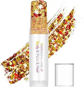Red White Gold Glitter Makeup,Sparkling Neon Outfit Party Holographic Sequins Paint Mardi Gras Accessories Face and Hair Glitter Gel Makeup.