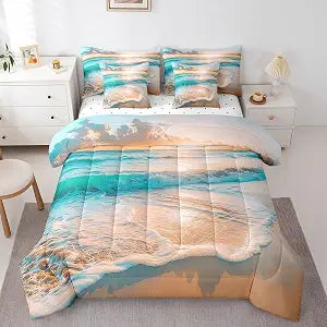 Feelyou Beach Comforter Set Twin Size 7 Pieces Bedding Set Kids Boys Girls