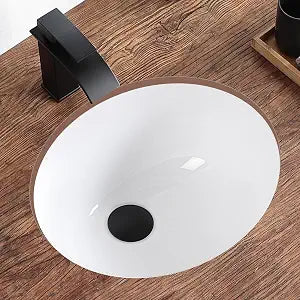 Small Undermount Bathroom Sink 15.4"x13.2" Oval Undermount Sink White Ceramic Bathroom Sinks Under Counter Sinks with Overflow