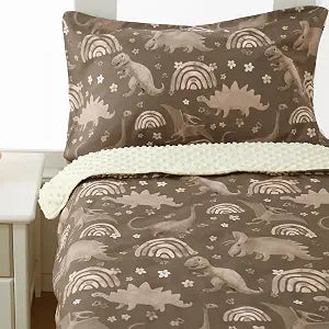 4 Piece Toddler Bedding Set for Boys,Soft Crib Bed Sheets Set in a Bag Including Comforter, Flat Sheet, Fitted Sheet and Pillowcase(Dinosaur)