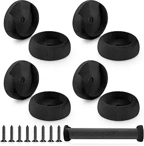 Yookeer 4 Pack Wood Closet Rod Socket 1-3/8" Pole Holders,black