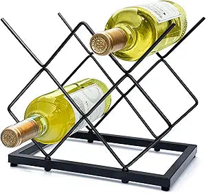 MCSAPIL Small Wine Racks Countertop(5 Bottle Capacity),Metal Wine Bottle Holder Modern Black for Home Kitchen Bar,Tabletop Wine Rack for Cabinet, Pantry, Wine Bottle Storage