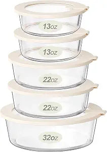 Urban Green Glass Food Storage Containers with Glass Lids, Microwave Safe Food Container Set, Aitight Meal Prep Container Set, LeakProof, 100% Plastic Free, 5 Pack