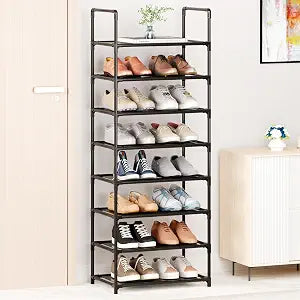 8-Tier Tall Shoe Rack for Closet, Entryway, Adjustable Sturdy Durable Shoe Shelf,Narrow Shoe Stand Organizer (17.2" W10" D58" H,Black)