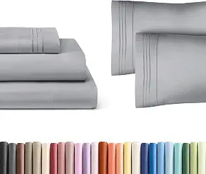 Steel Blue 3-Piece Sheet Set & Pillowcase Bedding Bundle (Twin Size) - Complete Twin Sheet Set & 2 Pillowcases with Deep Pockets up to 16 inches - Hotel Luxury Quality - Soft, Breathable and Cooling