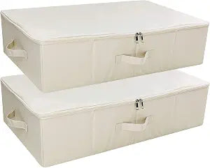 7 Inch Tall Clothes Shoes Bedding Under Bed Storage Organizer Bins with Lid