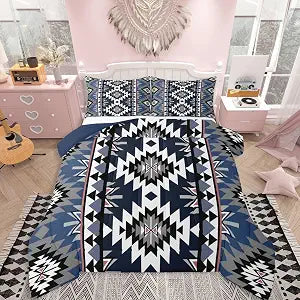 jejeloiu Kids Boho Bedding Set for Boys Girls Comforter Set Full Size Aztec