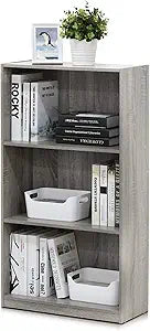 Furinno Basic 3-Tier Book Shelf with Open Shelves, French Oak