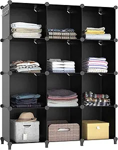 HOMIDEC Closet Organizers and Storage, 12 Cube Storage Organizer, Black
