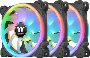 Thermaltake SWAFAN 12 RGB Radiator Fan TT Premium Edition 3 Pack, Swappable Fan Blade Design, Customizable air Flow Direction, 2000 RPM, CL-F137-PL12SW-A, 120mm Black