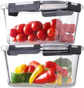 4 Pieces 63oz Large Glass Food Storage Containers with Lids for Meal Prep