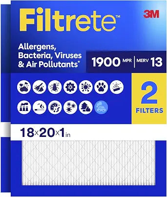 Filtrete 18x20x1 Air Filter, MERV 13, MPR 1900, 2 HVAC Filters