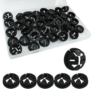 Non-Metallic Button Push-in Cable Connector, 40 Pcs, Black