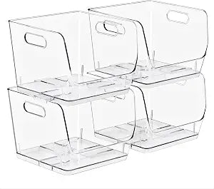 Sorbus Clear Pantry Organizer with Stackable Storage Bins, Open Front
