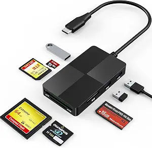 Sony Memory Stick pro Duo Adapter Reader - 8 in 1 SD/TF/MS/CF/XD Card Reader for USB-C Device, USB C Multi Memory Card Reader with 3 USB 3.0 Ports, XD Picture Card Reader